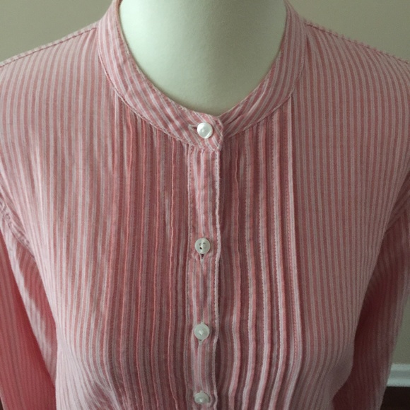 Pink-and-White-Striped-LL-Bean-Blouse - Picture 2 of 6